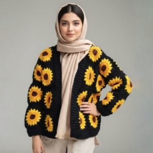Handmade Sunflower Crochet Sweater